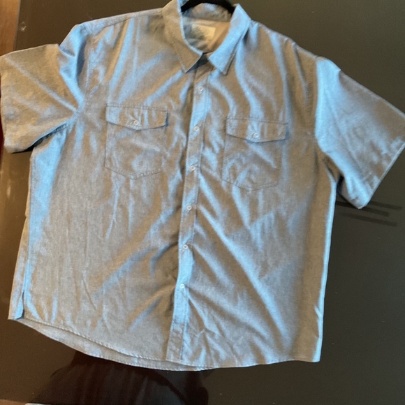 Ocean + Coast Short Short Sleeve Button Down Shirt - XXL - Bison Blue Heather - Picture 9 of 9